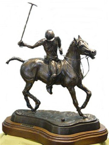 Bronze polo player, Horse sculpture